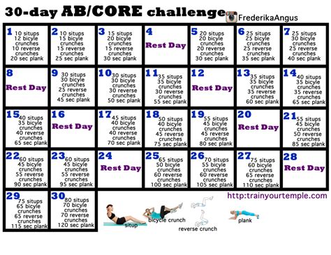 30 Ab and Core Workout Challenge   Train Your Temple ...