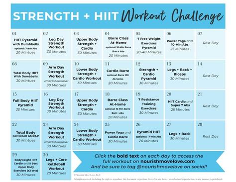 30 Day Advanced Strength + HIIT Workout Plan | Nourish Move Love