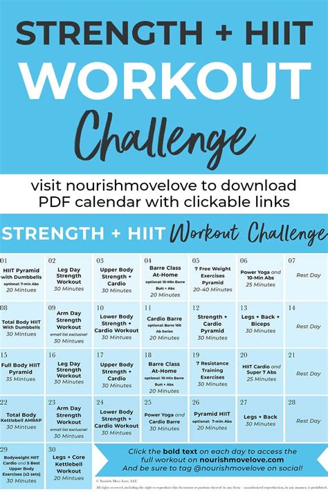 30 Day Advanced Strength + HIIT Workout Plan | Nourish Move Love