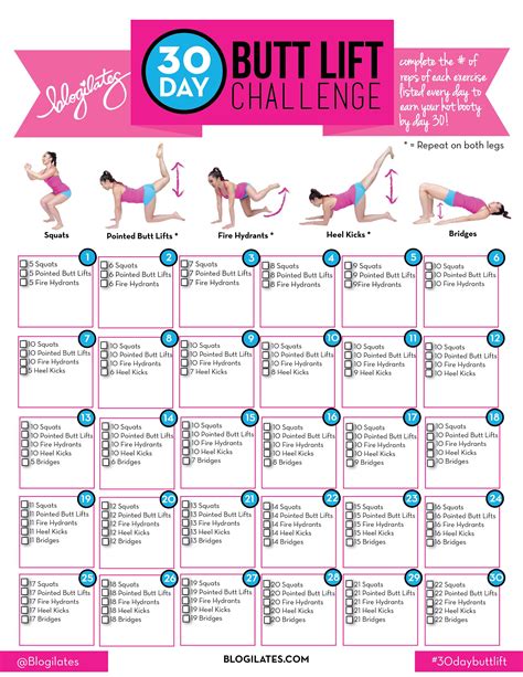 30 Day Butt Workouts   Best Challenges to Build Perfect Booty
