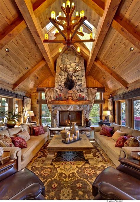 38 Rustic Country Cabins With A Stone Fireplace For A ...