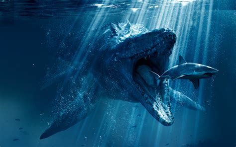 3840x2400 Mosasaurus Shark Snack Poster From Jurassic ...