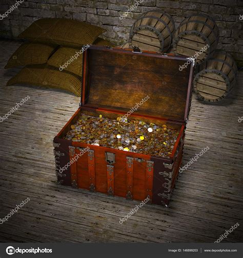 3D CG representación de un cofre del tesoro: fotografía de stock ...