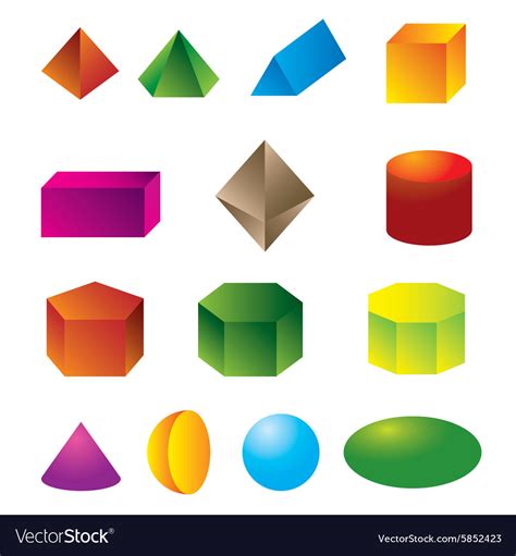 3d geometric shapes Royalty Free Vector Image   VectorStock