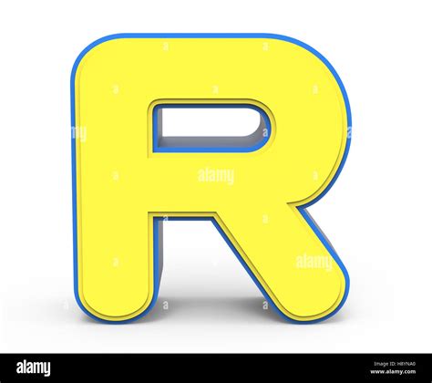 3D rendering lindo color amarillo letra R aislado fondo ...