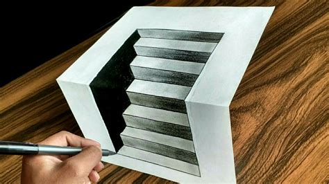 3D Stairs   How To Draw Easy 3D Stairs Optical Illusion   YouTube