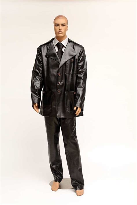 3pc Black Faux Leather Suit | Sahrahs