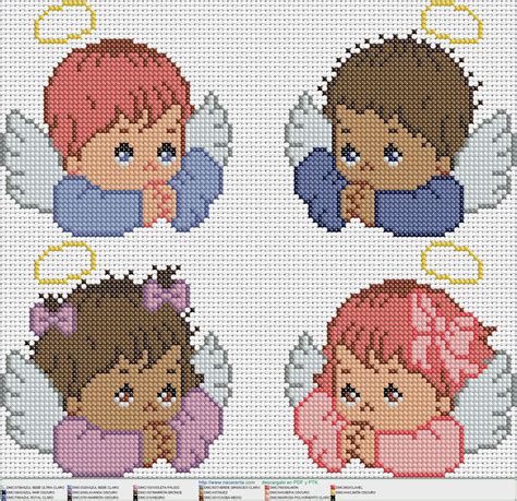 4 angelitos EN PUNTO DE CRUZ | Punto de cruz, Cross stitch ...