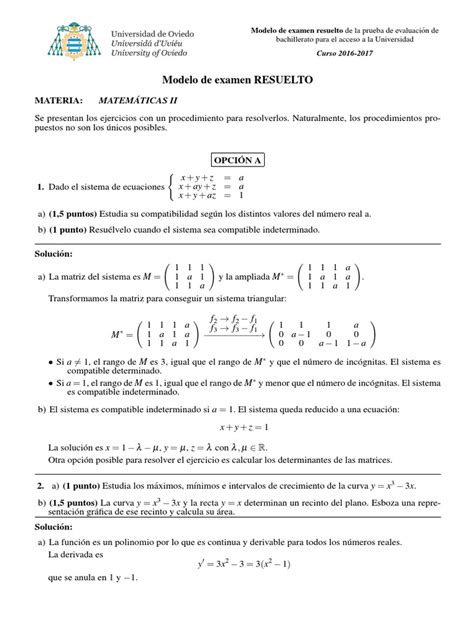 4. Modelo Examen RESUELTO EBAU Matematicas II | Línea ...