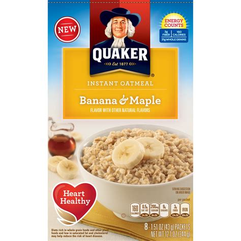 4 Pack  Quaker Instant Oatmeal, Banana & Maple, 8 Packets ...