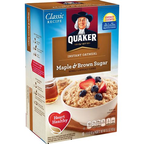 4 Pack  Quaker Instant Oatmeal, Maple & Brown Sugar, 10 ...