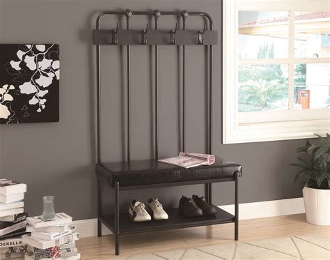 4545 Charcoal Grey Metal Hall Entry Bench from Monarch  I ...