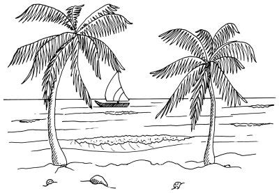 5. Add Shading to Finish   How to Draw a Tropical Beach ...