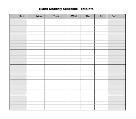 5 Sample Blank Schedule Templates to Download | Sample ...