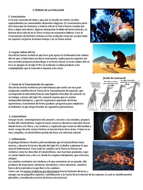 5 Teorias De La Evolucion 5. Creacionismo | Evolución | Creacionismo