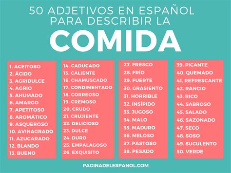 50 adjetivos para describir la comida | Spanish writing, Learning ...
