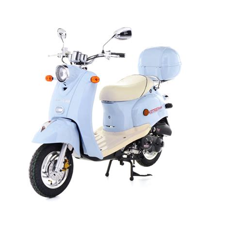 50cc Scooter   Buy Direct Bikes Retro 50cc Scooters Light Blue