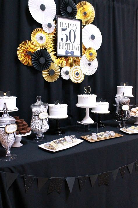 50th Birthday black,gold and white party,50th party ideas ...