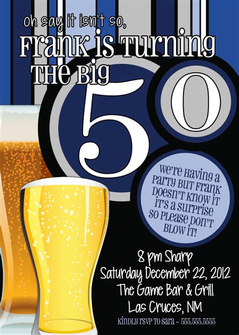 50th Birthday Surprise Party Invitations Beer by TheFunkyOlive