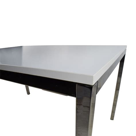 57% OFF   IKEA IKEA White Top Dining Table with Silver ...