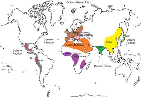 6. Aporte: Civilizaciones en el Mundo en la Edad Media  ubicación ...