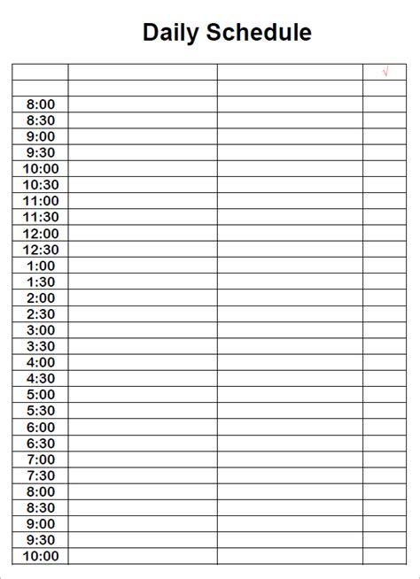 6 Best Images of Free Printable Blank Daily Schedule ...