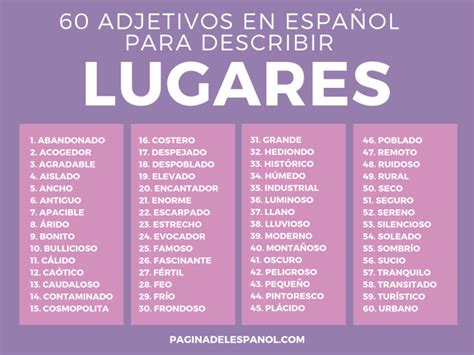 60 adjetivos para describir lugares | La página del español
