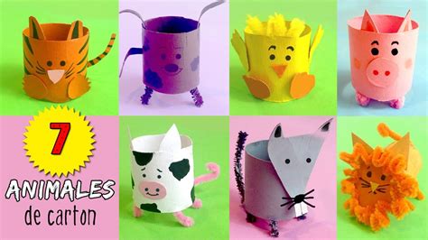 7 ANIMALES de cartón * Manualidades de Reciclaje de tubos de papel ...