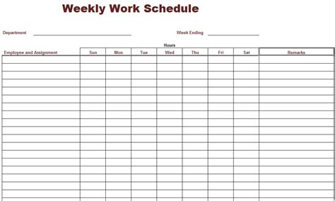 7 Best Free Printable Weekly Work Schedule   printablee.com