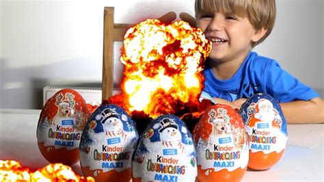 7 Big Kinder Surprise Eggs Explosion !!! Christmas Edition ...