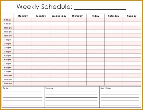 7 Blank Daily Schedule Pdf | FabTemplatez