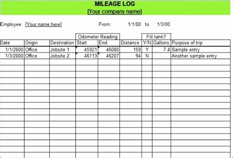 8 Mileage Log Template Excel   Excel Templates   Excel ...