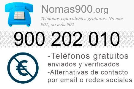 900202010 Teléfono equivalente gratuito 900 202 010   No más 900