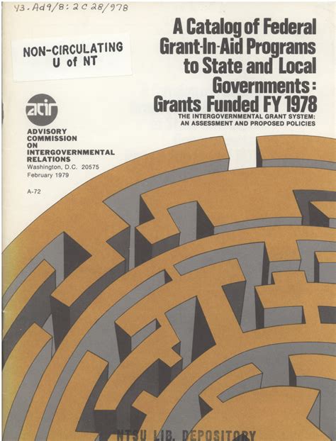 A Catalog of federal grant in aid programs to state and ...