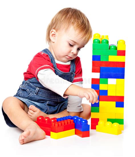A Funny Boy Is Playing With Lego Stock Photo   Image of ...