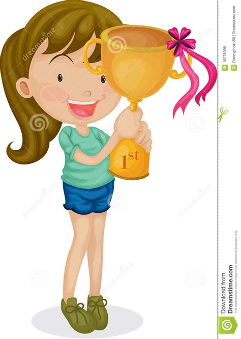 A Girl With a Trophy stock illustration. Illustration of ...