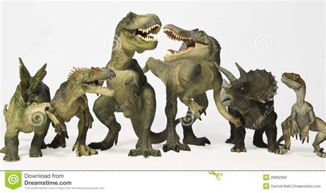 A Group Of Six Dinosaurs In A Row Stock Photo   Image of ...