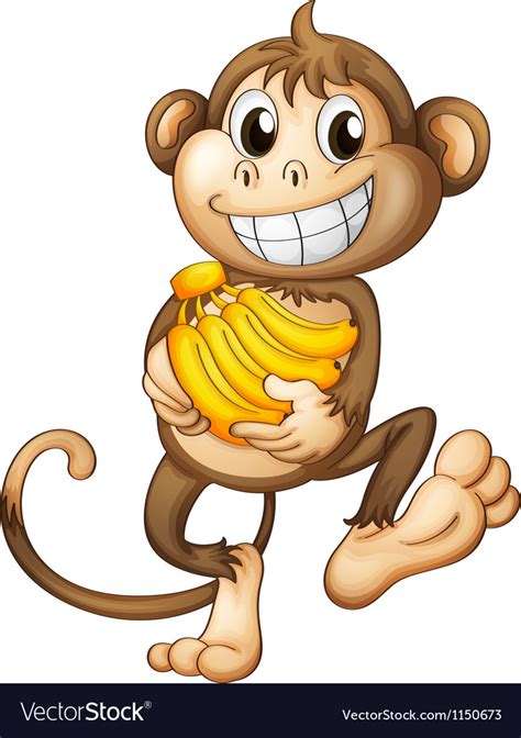 A happy monkey with bananas Royalty Free Vector Image