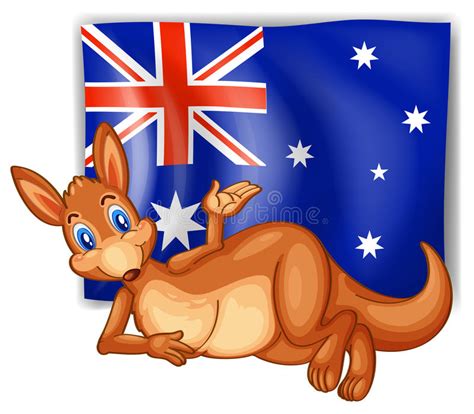 A Kangaroo in Front of the Australian Flag Stock Vector   Illustration ...