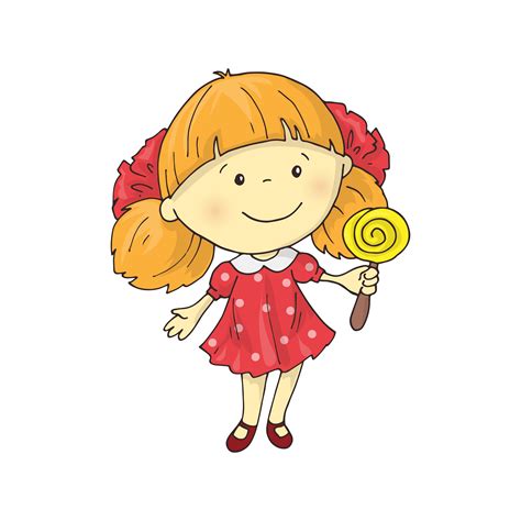 A lovely charming cartoon girl with a lollipop.   Download ...