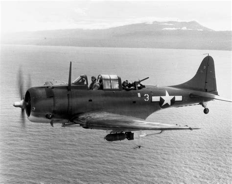 A Marine Corps SBD Dauntless pictured on a bombing mission against ...