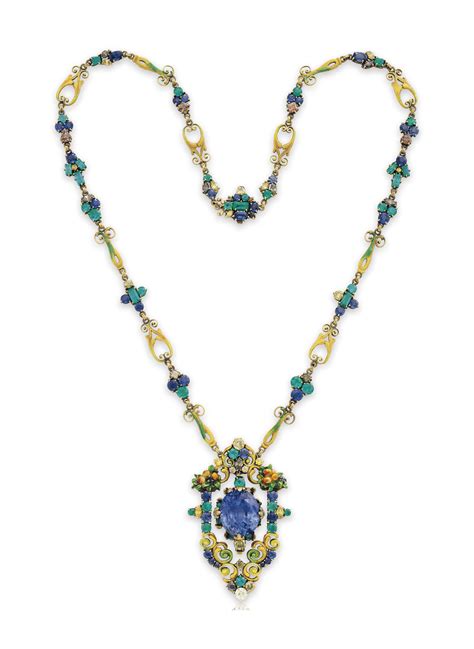 A MULTI GEM PENDANT NECKLACE, BY LOUIS COMFORT TIFFANY, TIFFANY & CO ...
