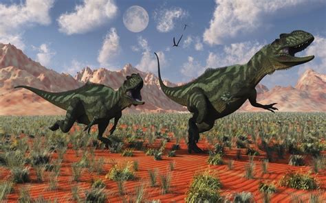 A pair of carnivorous Yangchuanosaurus dinosaurs hunting ...