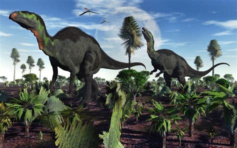 A pair of herbivorous Camptosaurus dinosaurs from the ...
