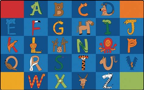 A to Z Animals Alphabet Rug for Classroom | RTR Kids Rugs