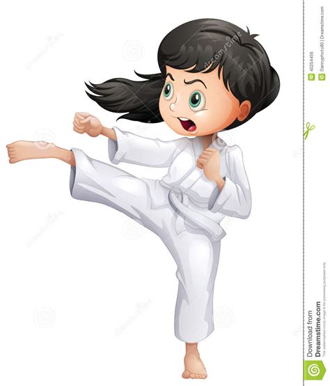 A young woman doing karate stock vector. Illustration of ...