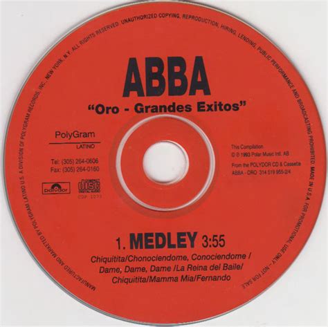 ABBA   Oro   Grandes Exitos   Medley  CD, Single, Promo  | Discogs