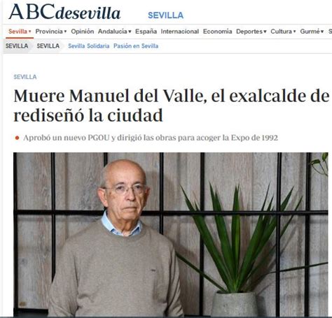ABC Sevilla: Muere Manuel del Valle, el exalcalde de Sevilla que ...