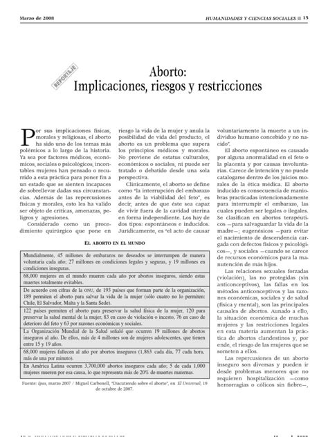 Aborto Implicaciones Riesgos y Restricciones | Aborto | Control de la ...
