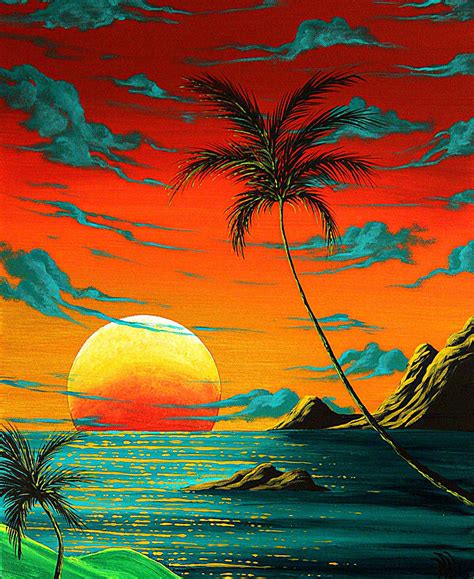 Abstract Surreal Tropical Coastal Art Original Painting ...